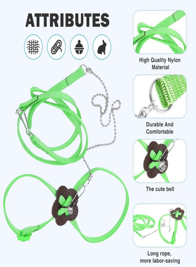 HOKABLE 2 Pack Adjustable Hamster Leash Harness for Harness for Ferret Baby Rabbit Hamster Rat Mouse Leash Lead with Bell (Green) - Image 2